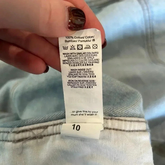 Barbie X Missguided Oversized Blue Acid Wash Denim Jacket Distressed Size 6 - Picture 10 of 10